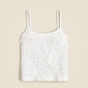 J Crew Floral Embellished Rib Tank Top
